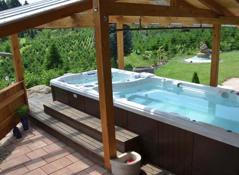 Swim-Spa im Garten mit Bergblick